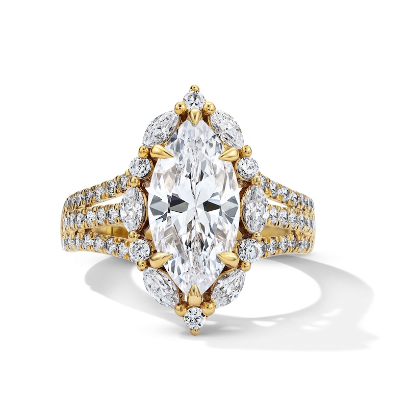 Main Image 1 of 4 CT. T.W. Marquise-Cut Certified Lab-Grown Diamond Frame Engagement Ring in 14K Gold (F/VS2)