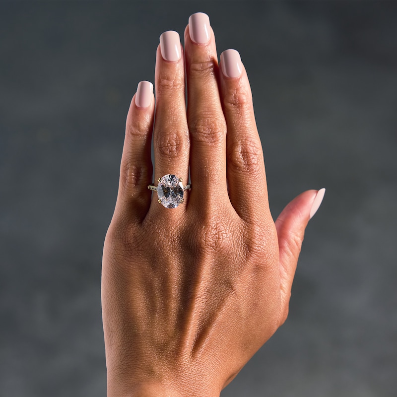 Main Image 2 of 8-1/4 CT. T.W. Oval Certified Lab-Grown Diamond Engagement Ring in 14K Gold (F/VS2)