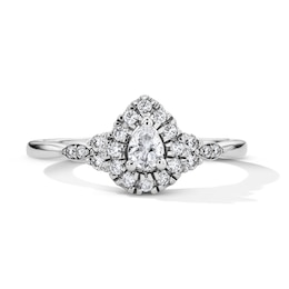 3/8 CT. T.W. Pear-Shaped Certified Lab-Grown Diamond Frame Promise Ring in 10K White Gold (F/SI2)