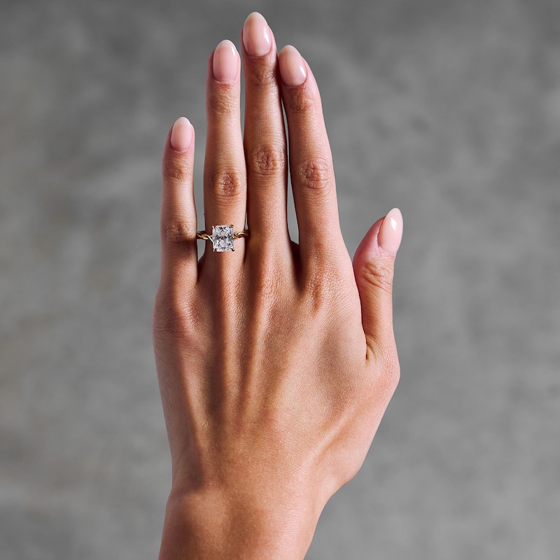 Main Image 2 of 3 CT. T.W. Radiant-Cut Certified Lab-Grown Diamond Solitaire Twist-Shank Engagement Ring in 14K Gold (F/VS2)