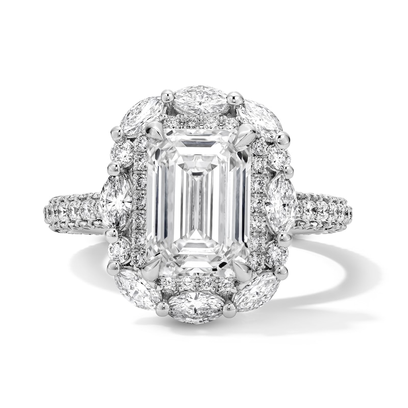 Main Image 1 of 4-3/4 CT. T.W. Certified Lab-Grown Diamond Double Frame Engagement Ring in 14K White Gold (F/VS2)
