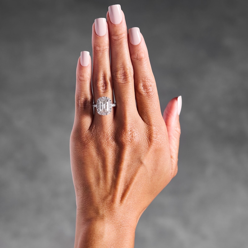 Main Image 2 of 4-3/4 CT. T.W. Certified Lab-Grown Diamond Double Frame Engagement Ring in 14K White Gold (F/VS2)