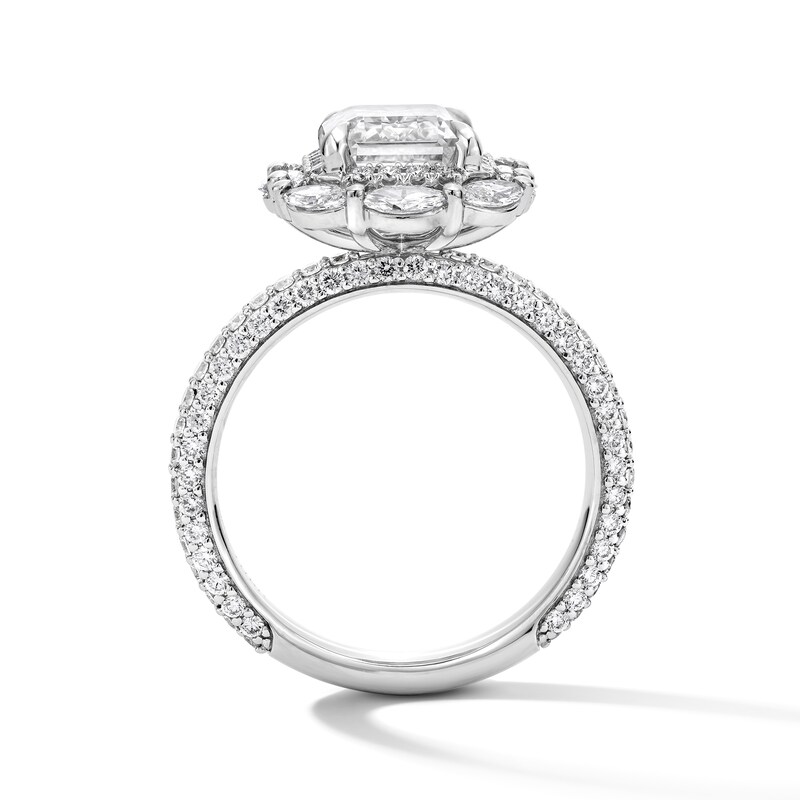 Main Image 3 of 4-3/4 CT. T.W. Certified Lab-Grown Diamond Double Frame Engagement Ring in 14K White Gold (F/VS2)