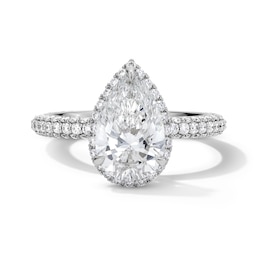 3 CT. T.W. Pear-Shaped Certified Lab-Grown Diamond Frame Engagement Ring in 14K White Gold (F/VS2)