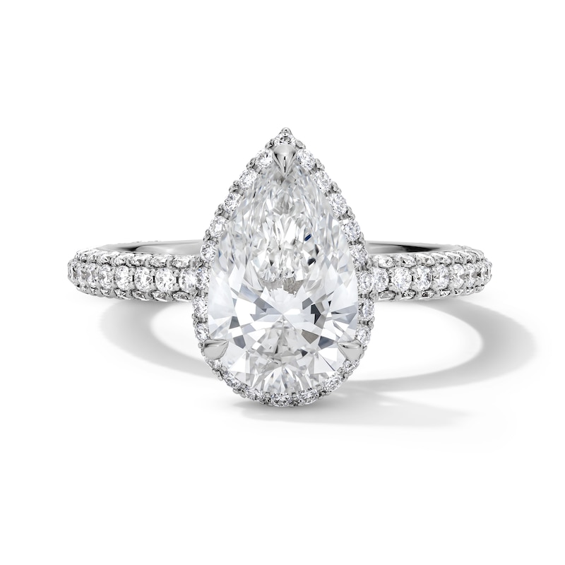 Main Image 1 of 3 CT. T.W. Pear-Shaped Certified Lab-Grown Diamond Frame Engagement Ring in 14K White Gold (F/VS2)