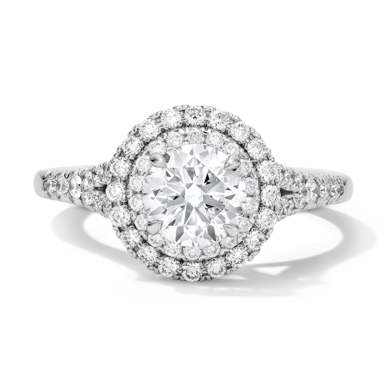 Main Image 1 of 1-1/2 CT. T.W. Certified Lab-Grown Diamond Double Frame Engagement Ring in 14K White Gold (F/VS2)