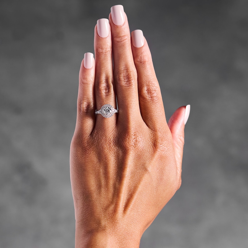 Main Image 2 of 1-1/2 CT. T.W. Certified Lab-Grown Diamond Double Frame Engagement Ring in 14K White Gold (F/VS2)