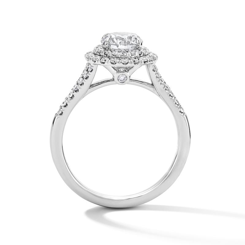 Main Image 3 of 1-1/2 CT. T.W. Certified Lab-Grown Diamond Double Frame Engagement Ring in 14K White Gold (F/VS2)