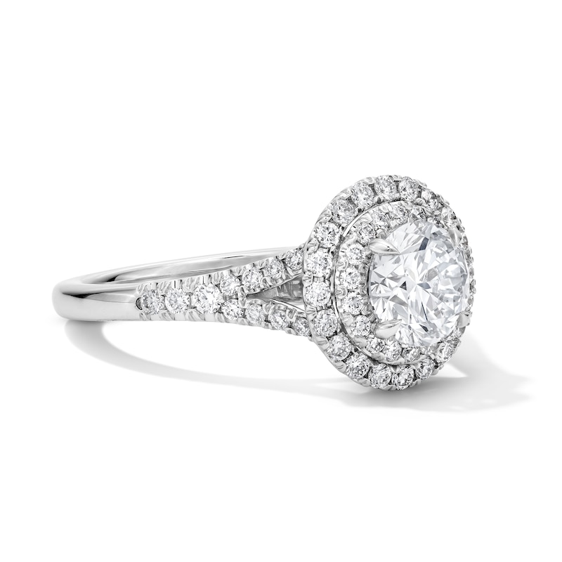 Main Image 4 of 1-1/2 CT. T.W. Certified Lab-Grown Diamond Double Frame Engagement Ring in 14K White Gold (F/VS2)