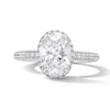 Thumbnail Image 1 of 3 CT. T.W. Oval Certified Lab-Grown Diamond Stepped Frame Engagement  Ring in 14K White Gold (F/VS2)