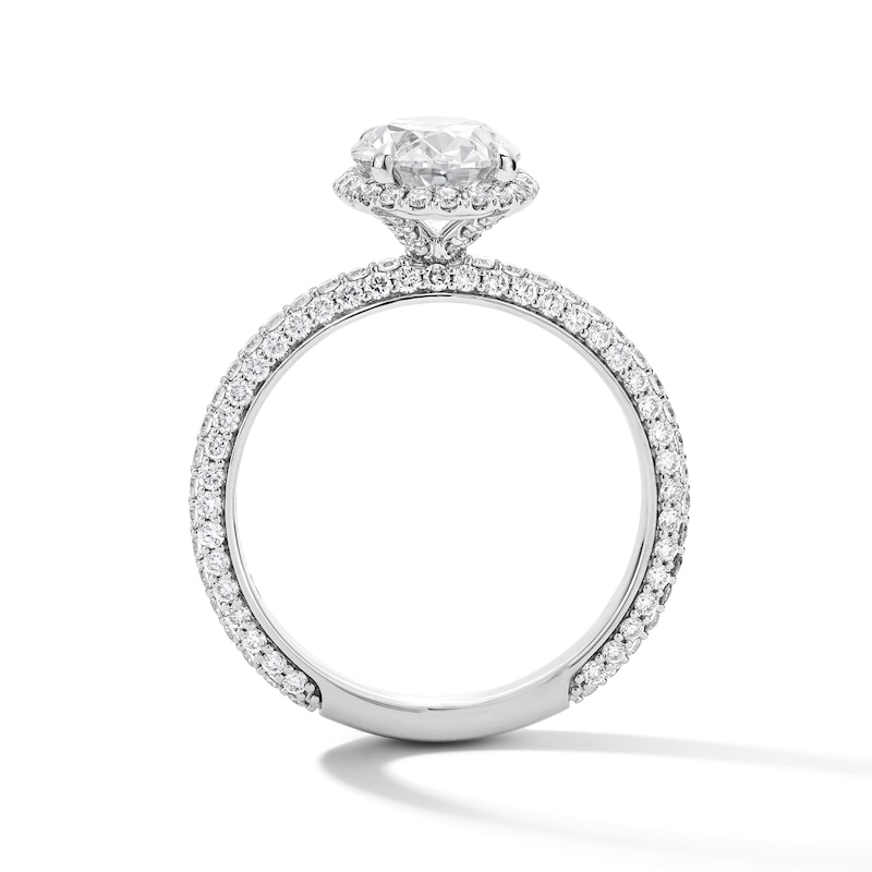 Main Image 3 of 3 CT. T.W. Oval Certified Lab-Grown Diamond Stepped Frame Engagement  Ring in 14K White Gold (F/VS2)