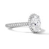 Thumbnail Image 4 of 3 CT. T.W. Oval Certified Lab-Grown Diamond Stepped Frame Engagement  Ring in 14K White Gold (F/VS2)