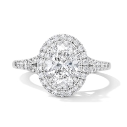 1-1/2 CT. T.W. Oval Certified Lab-Grown Diamond Frame Engagement Ring in 14K White Gold (F/VS2)