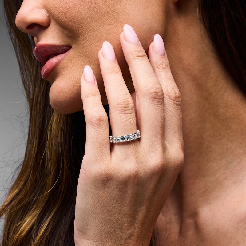 Main Image 2 of 1 CT. T.W. Baguette-Cut Lab-Grown Diamond Multi-Row Anniversary Band in 10K White Gold (F/VS2)