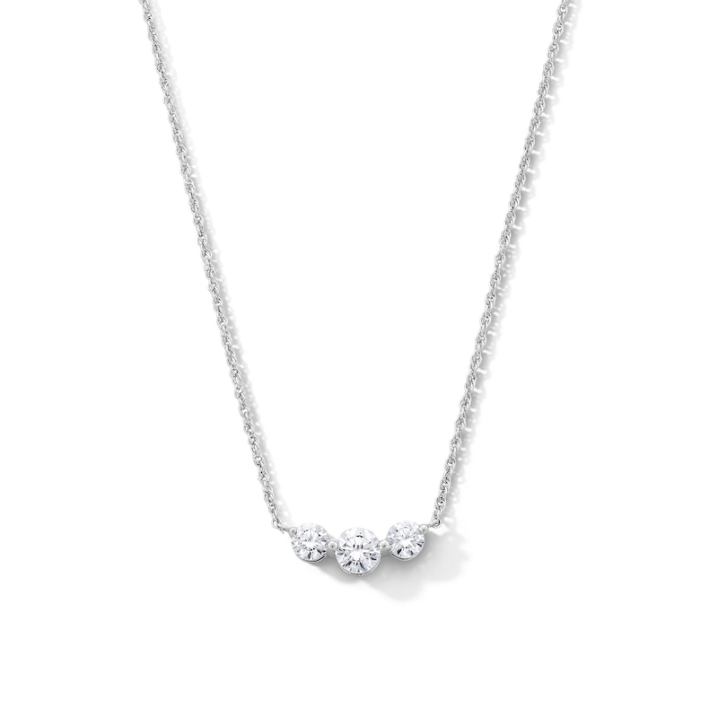 Main Image 1 of 1 CT. T.W. Lab-Grown Diamond Three-Stone Necklace in Sterling Silver (F/VS2)