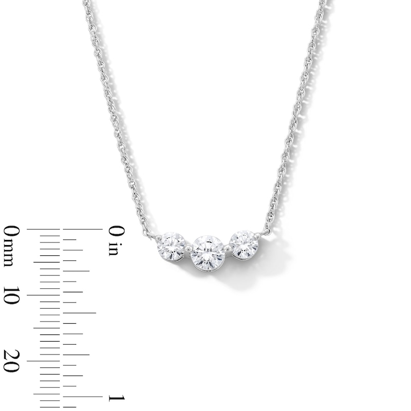 Main Image 4 of 1 CT. T.W. Lab-Grown Diamond Three-Stone Necklace in Sterling Silver (F/VS2)