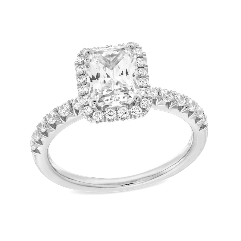 Main Image 1 of 2 CT. T.W. Radiant-Cut Certified Lab-Grown Diamond Frame Engagement Ring in Platinum (F/VS2)