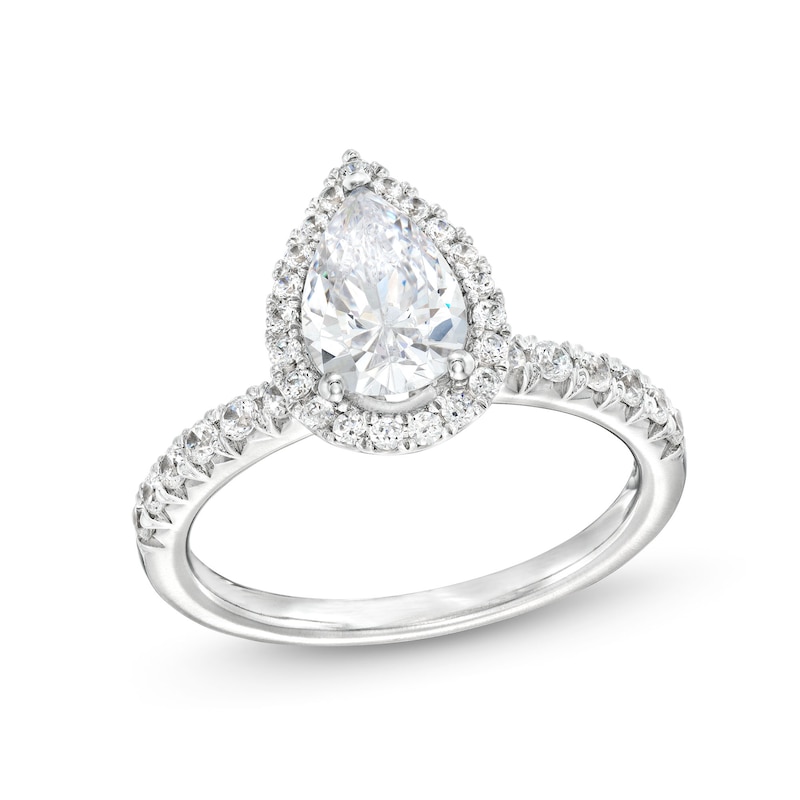 Main Image 1 of 2 CT. T.W. Pear-Shaped Certified Lab-Grown Diamond Frame Engagement Ring in Platinum (F/VS2)
