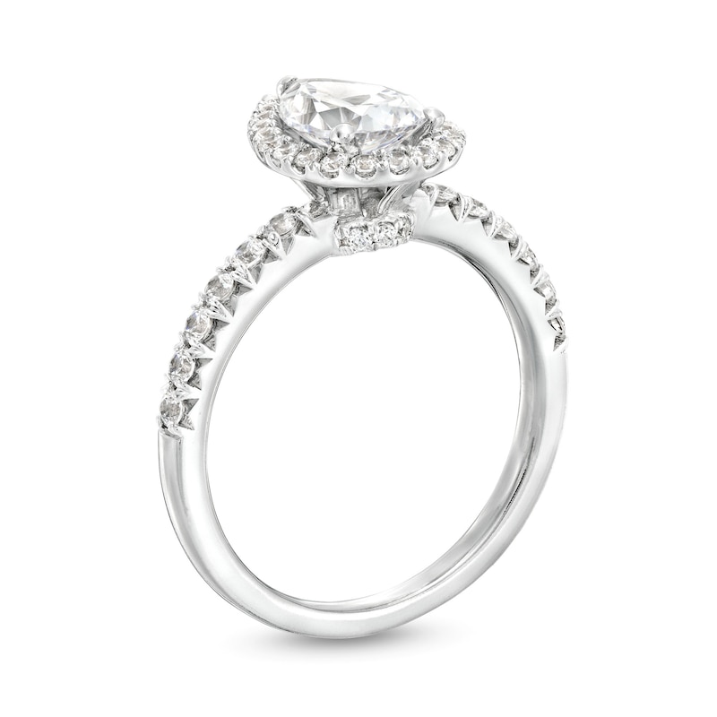 Main Image 3 of 2 CT. T.W. Pear-Shaped Certified Lab-Grown Diamond Frame Engagement Ring in Platinum (F/VS2)