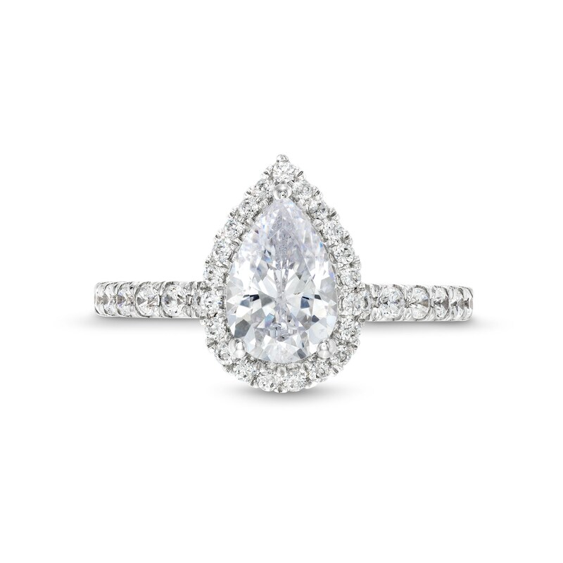 Main Image 4 of 2 CT. T.W. Pear-Shaped Certified Lab-Grown Diamond Frame Engagement Ring in Platinum (F/VS2)