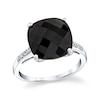Thumbnail Image 1 of Cushion-Cut Black Onyx and 1/15 CT. T.W. Diamond Fashion Ring in Sterling Silver