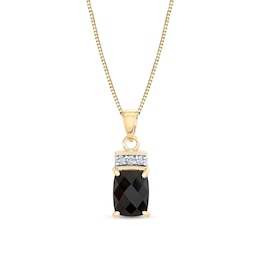 Elongated Cushion-Cut Black Onyx and 1/20 CT. T.W. Diamond Pendant in 14K Gold