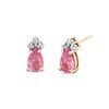 Thumbnail Image 1 of Pear-Shaped Pink Sapphire and 1/20 CT. T.W. Diamond Stud Earrings in 10K Gold