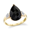 Thumbnail Image 1 of Pear-Shaped Black Onyx and 1/20 CT. T.W. Diamond Fashion Ring in 14K Gold