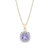 Thumbnail Image 1 of Cushion-Cut Tanzanite and 1/4 CT. T.W. Diamond Frame Pendant in 14K Gold
