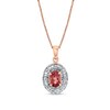 Thumbnail Image 1 of Oval Pink Tourmaline and 1/5 CT. T.W. Diamond Frame Pendant in 14K Rose Gold