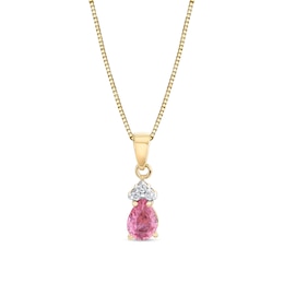 Pear-Shaped Pink Sapphire and 1/20 CT. T.W. Diamond Pendant in 10K Gold