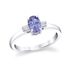 Thumbnail Image 1 of Oval Tanzanite and 1/20 CT. T.W. Baguette-Cut Diamond Fashion Ring in 10K White Gold