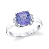 Thumbnail Image 1 of Cushion-Cut Tanzanite and 1/10 CT. T.W. Diamond Fashion Ring in 10K White Gold