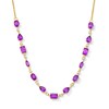 Thumbnail Image 1 of Multi-Shape Amethyst, Pink Quartz and White Lab-Created Sapphire Necklace in Sterling Silver with 14K Gold Plate - 20"