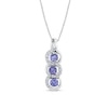 Thumbnail Image 1 of Tanzanite Trio and 1/5 CT. T.W. Diamond Frame Drop Pendant in 14K White Gold