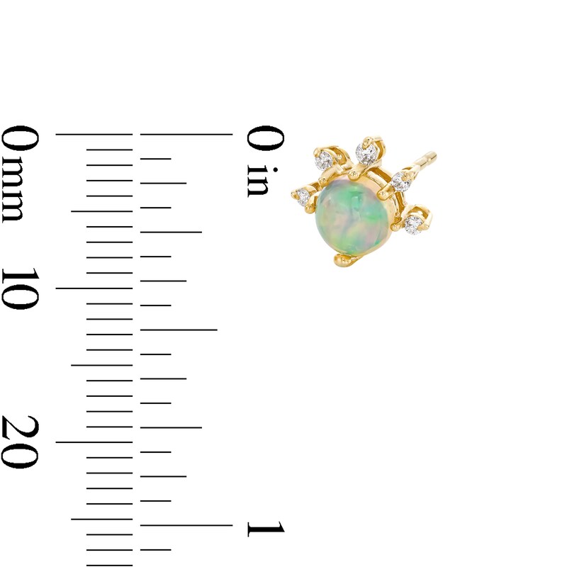 Main Image 3 of Opal and 1/15 CT. T.W. Diamond Stud Earrings in Sterling Silver with 14K Gold Plate (I/I2)