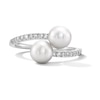 Thumbnail Image 1 of 6.0-6.5mm Freshwater Cultured Pearl and 1/6 CT. T.W. Diamond Bypass Ring in Sterling Silver