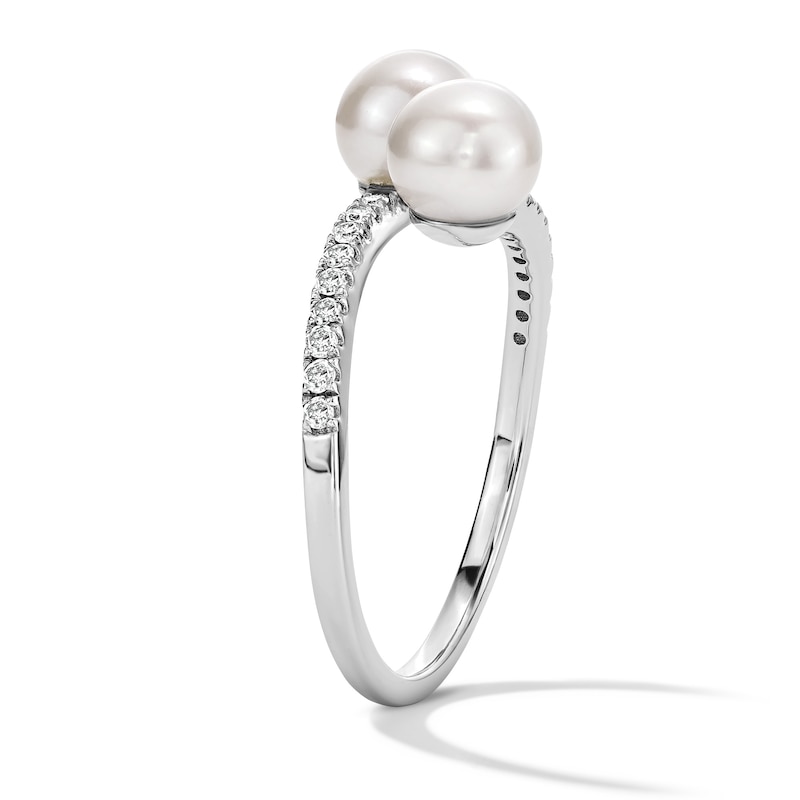 Main Image 5 of 6.0-6.5mm Freshwater Cultured Pearl and 1/6 CT. T.W. Diamond Bypass Ring in Sterling Silver