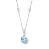 Thumbnail Image 1 of Cushion-Cut Aquamarine and Diamond Accent Pendant in Sterling Silver