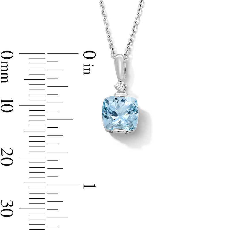 Main Image 4 of Cushion-Cut Aquamarine and Diamond Accent Pendant in Sterling Silver
