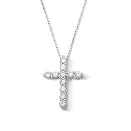 1 CT. T.W. Lab-Grown Diamond Cross Pendant in Sterling Silver (F/SI2)