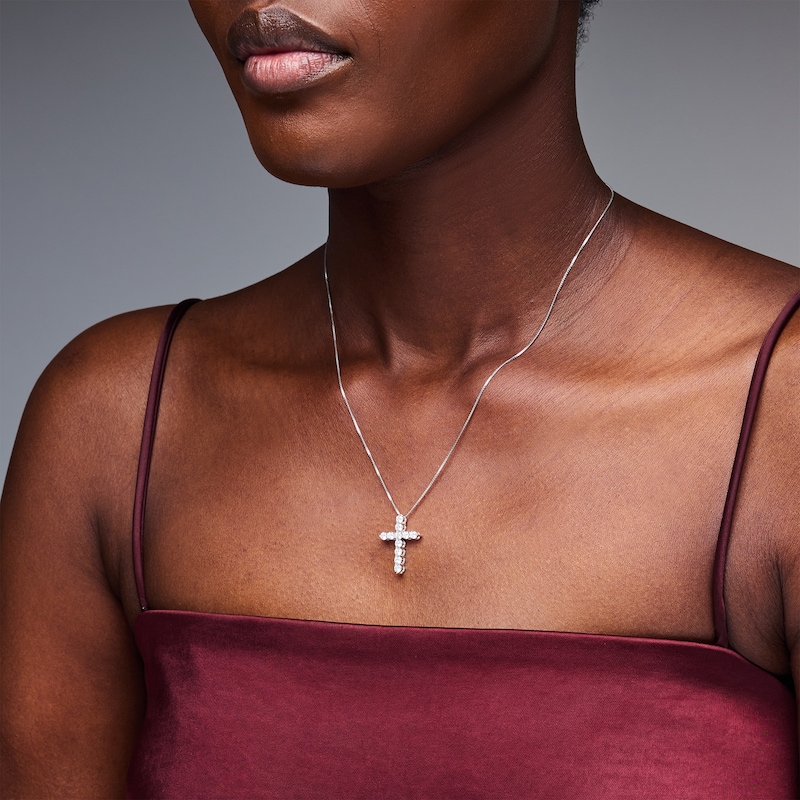 Main Image 2 of 1 CT. T.W. Lab-Grown Diamond Cross Pendant in Sterling Silver (F/SI2)