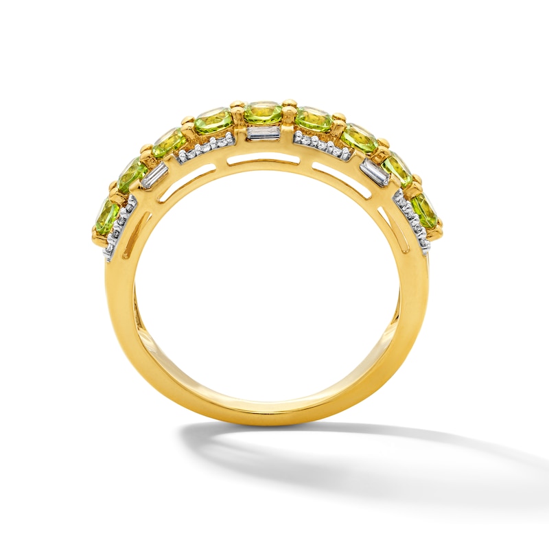 Main Image 3 of Peridot and White Lab-Created Sapphire Ring in Sterling Silver with 14K Gold Plate