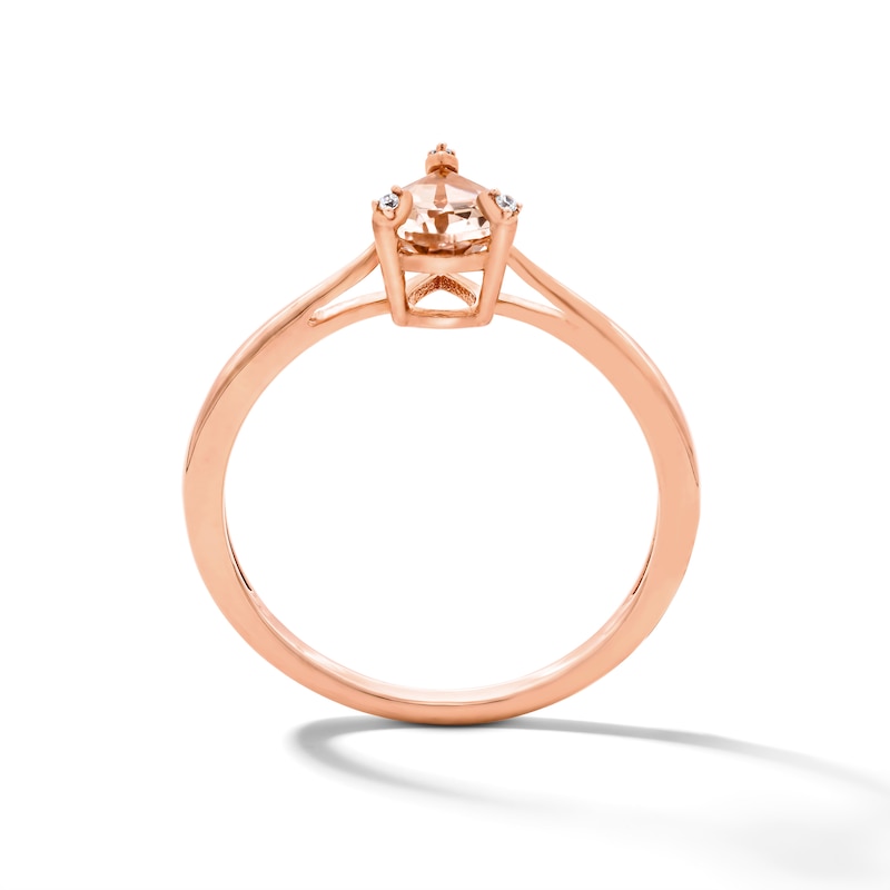 Main Image 2 of Pear-Shaped Morganite and Diamond Accent Ring in Sterling Silver with 14K Rose Gold Plate