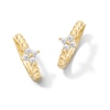 Thumbnail Image 1 of 1/5 CT. T.W. Lab-Grown Diamond Beaded Huggie Hoop Earrings in Sterling Silver with 10K Gold Plate (F/VS2)