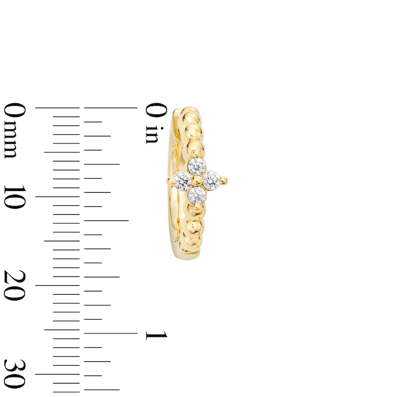 Main Image 2 of 1/5 CT. T.W. Lab-Grown Diamond Beaded Huggie Hoop Earrings in Sterling Silver with 10K Gold Plate (F/VS2)