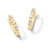Thumbnail Image 1 of 1/5 CT. T.W. Lab-Grown Diamond Three-Stone Beaded Huggie Hoop Earrings in Sterling Silver with 10K Gold Plate (F/VS2)