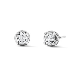 1 CT. T.W. Lab-Grown Diamond Solitaire Hidden Accent Stud Earrings in 10K White Gold (F/SI2)