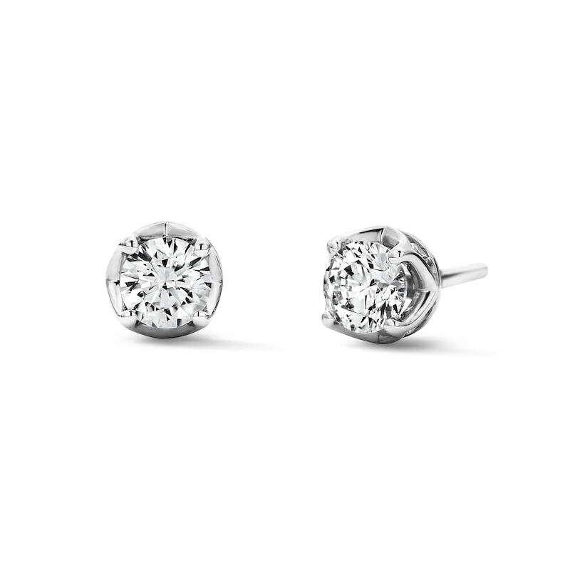 Main Image 1 of 1 CT. T.W. Lab-Grown Diamond Solitaire Hidden Accent Stud Earrings in 10K White Gold (F/SI2)