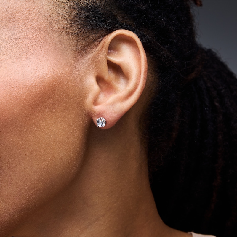 Main Image 2 of 1 CT. T.W. Lab-Grown Diamond Solitaire Hidden Accent Stud Earrings in 10K White Gold (F/SI2)